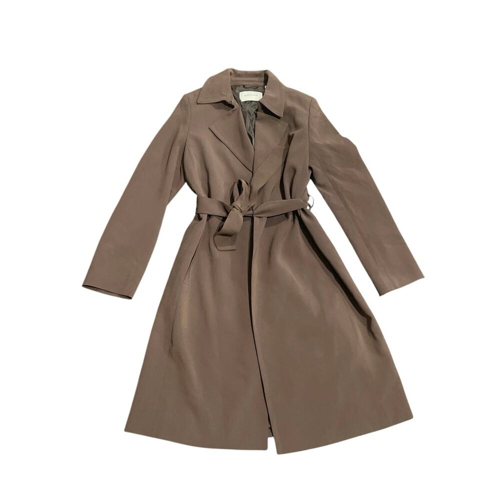 Babaton Classic Trench Coat by Aritzia Open Front Tie Waist Belt SZ M Elegant